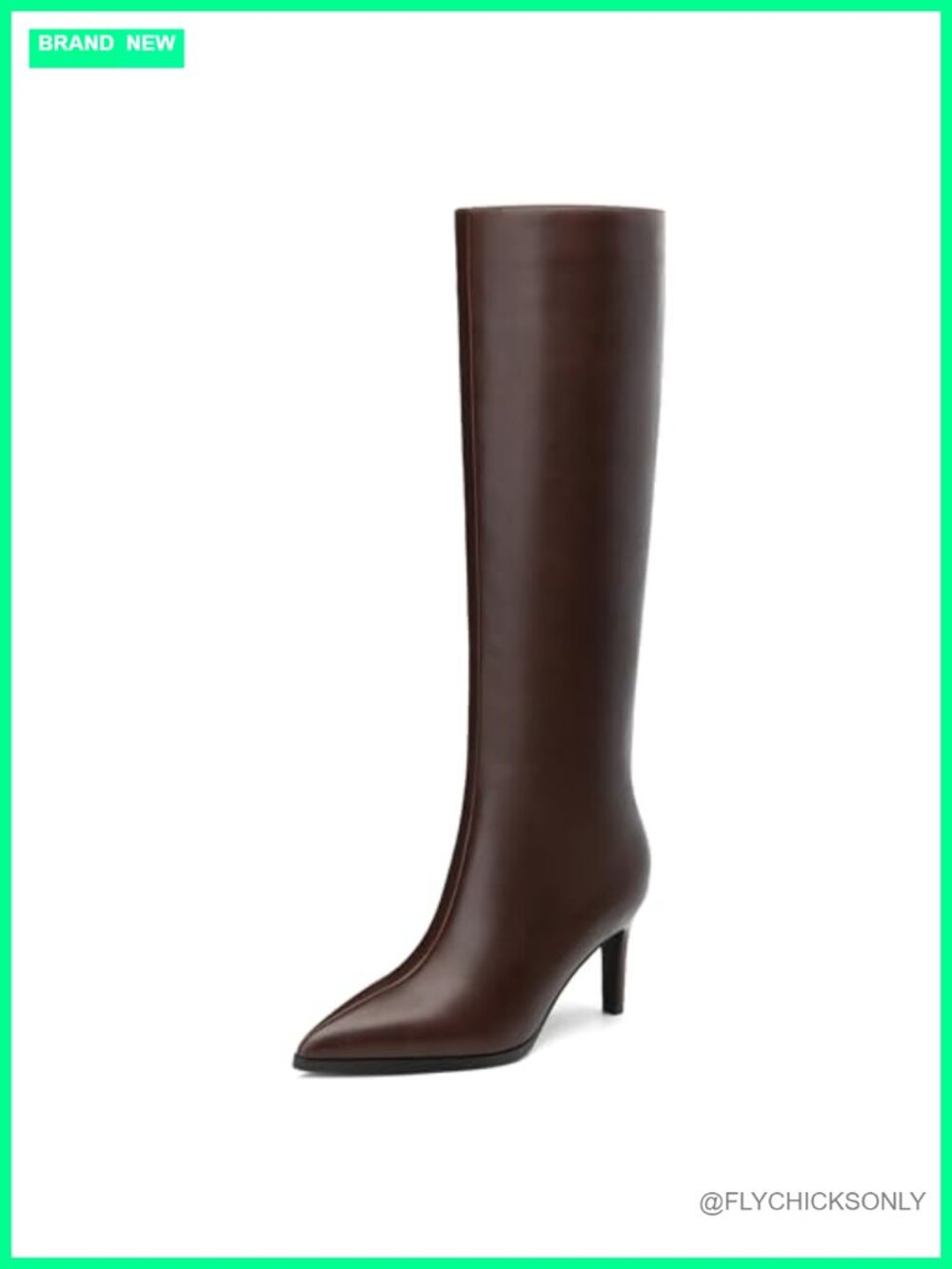 Knee High Boots Pointed Toe Kitten Heel Faux Leather Side Zip Fall Tall Boots